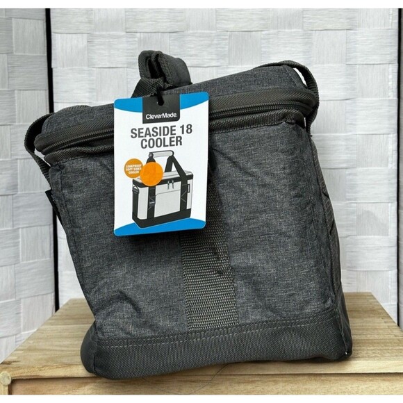 CleverMade Seaside Cooler 18 Collapsible Cooler Bag, 18 Can - Gray NWT - Picture 3 of 16